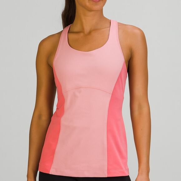 Lululemon Run Pace Tank Bleached Coral Pop Orange Ocean Stripe Bleached - Picture 1 of 7